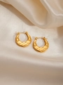 Vintage golden textured hoop earrings with star engravings on silk background - Starfire Wave Texture (BJGE0267)