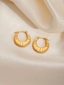 Textured gold star crescent earrings with radiant ribbed patterns in vintage style - Radial Pleated Texture (BJGE0268)