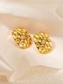 Vintage style gold plated irregular geometric earrings with textured woven pattern - Knot Metallic Style