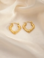 Macro shot of gold-plated heart hoop earrings with textured finish on champagne silk fabric - Heart E0172-1 Style
