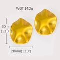Detailed size view of gold irregular textured hoop earrings showing 14.2g weight - Petal Wave Style (BJGE0885)