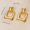 Golden geometric square stainless steel earrings with heavy polished finish for women - Gold Simple Geometric Square Earrings (BJGE0893)