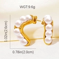 Eleganti orecchini a onda dorati a forma di S con perle bianche per moda da donna - Orecchini Curvi (BJGE0906)