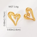 Elegante goldene Herzohrringe aus Edelstahl mit doppeltem hohlem Liniendesign - Hohl Herz Ohrstecker (BJGE0984)
