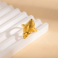 Elegant gold seashell ring made of stainless steel with a textured spiral conch design - Conch Shape Style (BJGR0924) / Gold