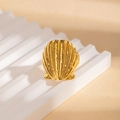 Verstellbarer vergoldeter Edelstahlring mit Muschel-Design im maritimen Ozean-Stil - Großer Muschelstil (ZYGR0921)