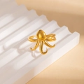 Creative octopus-shaped stainless steel ring in premium gold finish with matte texture - Octopus Shape Style (BJGR0922) / Gold