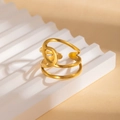 Schicker matter goldener verstellbarer Ring mit elegantem hohlem abstraktem Design - Abstrakter Hohler Stil (BJGR0928) / Gold