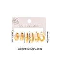 Detailed view of three gold stainless steel hoop earrings with size and weight specs - Round Hoop Style (ZYGE1263)