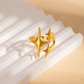 Verstellbarer vergoldeter Edelstahlring mit minimalistischen Nordstern-Anhängern für Damen - Polarstern-Stil (BJGR0931) / Gold