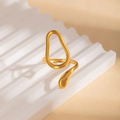 Verstellbarer goldener Edelstahlring mit minimalistischem Tropfensilhouetten-Design - Hohler Stromlinien-Tränentropfen-Stil (BJGR0936) / Gold