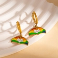 Gold rainbow heart-shaped love enamel pendant necklace in high-quality stainless steel - Love Heart Gesture Earrings (BJGE1203)