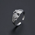 Luxurious silver double heart open ring with sparkling cubic zirconia crystals - Double Heart Open Style (R048-Silver) / Silver