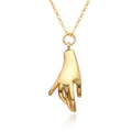 Retro gold hand pendant necklace for women with polished finish and delicate cable chain - Realistic Drooping Hand Style (A207)