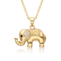 Goldene Elefanten-Halskette mit Zirkonia-Besatz und feiner Kette auf weißem Hintergrund - Strukturierter Rücken mit Pavé Ohren Elefant Stil (c240)