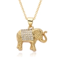 Elegante goldene Elefanten-Halskette mit weißen Zirkonia-Steinen an einer feinen O-Kette - Pavé Rücken mit Strukturiertem Körper Elefant Stil (c241)