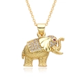 Elegante goldene Elefanten-Halskette mit Zirkonia-Inlay und rotem Edelstein-Auge am Anhänger - Gitterstruktur Rote Augen Elefant Stil (c242)
