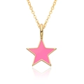 Fashion gold necklace with a pink enamel star pendant for women on a white background - Pink (A151)
