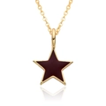 Fashion gold pentagram pendant necklace with red enamel and thin chain for women - Burgundy (A152)