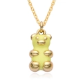 3D teddy bear pendant necklace with yellow enamel and 18K gold plated twist chain - Light Yellow