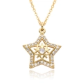 Elegant gold star pendant necklace with cubic zirconia paving and minimalist chain - Double Layer Hollow Star Necklace (c524)