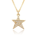 Sparkling gold star pendant necklace with cubic zirconia pavé on a thin cable chain - Pave Set Star Pendant Necklace (c527)