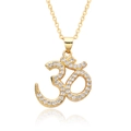 Goldene Om-Symbol Halskette mit funkelnden Zirkonia-Steinen für Damen - Om-Symbol-Design (c629)