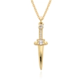 Exquisite Goldene Schwert-Anhänger-Halskette mit funkelnden weißen Zirkonia für Damen - Dolch-Stil (B307)