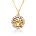 Goldene Jungfrau Maria Engel Anhänger Halskette mit schimmernden Zirkonsteinen - Runder Engel Scheiben-Design (c632)