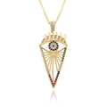 Goldene Evil Eye Halskette mit bunten Zirkonia-Anhängern auf weißem Hintergrund für Damen - Böser Blick Anhänger (k008)