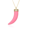 Rosafarbene Cornicello Kette mit Zirkonia Besatz und vergoldeter Kette für Damen - Rosa