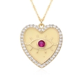Collier cœur plaqué or avec pendentif œil, cristaux et finition émail beige - Cœur Beige (h045)