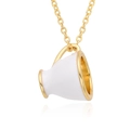 Collier doré avec pendentif tasse à café blanc créatif et motif cœur sur fond blanc - Style de Tasse Blanche (h059)