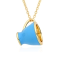 Détail du pendentif en forme de tasse doré avec finition en émail bleu clair brillant - Style de Tasse Bleu Ciel (h067)