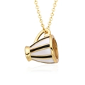 Collier chaîne dorée à la mode avec un pendentif mégaphone créatif en émail noir et blanc - Style Rayé Noir et Blanc (h154)