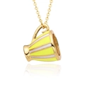 Sautoir mode collier avec pendentif créatif en forme de tasse de thé émaillée jaune pour femme - Style Rayé Orange Vibrant (h158)