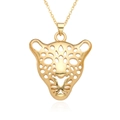 Collar hip hop con colgante de cabeza de leopardo dorada y diseño calado para mujer - Diseño de Cabeza de Leopardo Calada (D562)