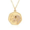 Achteckige Halskette mit goldenem Einhorn-Design und Mikro-Pave-Zirkonia-Kristallen - Achteck Einhorn Design (D565)