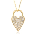 Elegante collana con ciondolo a cuore dorato e cristalli brillanti su fondo bianco - Stile Cuore Pieno di Strass (g001)