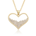 Collana di lusso con cuore dorato e cristalli scintillanti su una raffinata catena a O - Stile Cuore Cavo (g004)