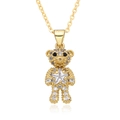 Teddybär-Halskette mit Goldbeschichtung und funkelndem Sternkristall-Inlay - Bär mit Sternbauch (D536)