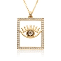 Collier en or avec pendentif Evil Eye rectangulaire orné de zircons bleus et blancs - Style Mauvais Œil (E051)