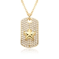 Collier doré avec pendentif étoile serti de zircons bleus style mauvais œil sur blanc - Style Pentagramme (E054)