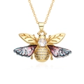 Exquisite bee pendant necklace with transparent crystal and micro-pave gradient wings - Red-Blue-Green Gradient Bee Style (g067)