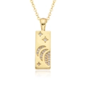 Détail macro du pendentif rectangle doré avec zircons micro-pavés en forme d'étoile - Style Étoile et Lune (E064)