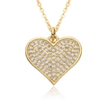 Eleganter Herzanhänger in Gold mit Mikropavé-Zirkonia auf weißem Hintergrund präsentiert - Abgerundetes Pflasterherz (E130)