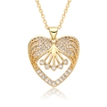 Goldene Herz-Halskette mit funkelnden Zirkoniasteinen und feiner Gliederkette - Fächerlinien Radial Eingelegtes Zirkonia Herz Anhänger (E143)