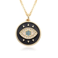 Collier avec pendentif Mauvais Œil plaqué or 18 carats, pierres turquoise et cristaux - Noir (E073)