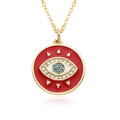 Collier avec pendentif œil protecteur en émail rouge et zircons blancs plaqué or 18 carats - Rouge (E074)