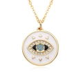 Collier Mauvais Œil plaqué or 18 carats avec pendentif en cristal bleu et zircons brillants - Blanc (E076)